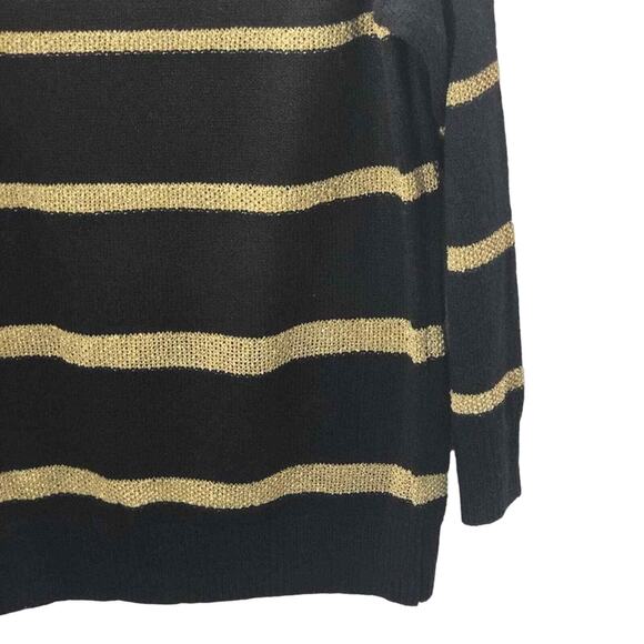 Treasure & Bond Women’s Size Small Black Gold Metallic Stripe Tunic Sweater - Picture 9 of 9